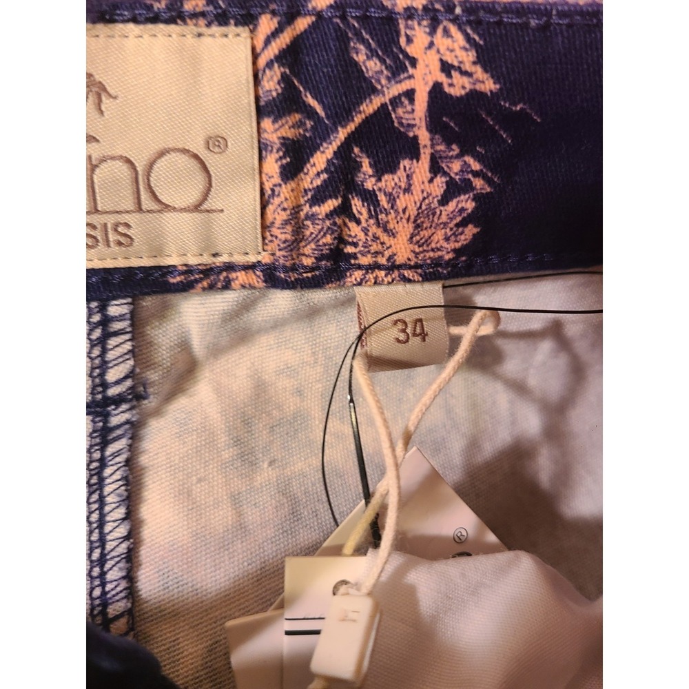 NWT Bruno Oasis Men's Shorts Sz 34 Navy Blue Palm Trees Stretch Twill Casual - Picture 6 of 7